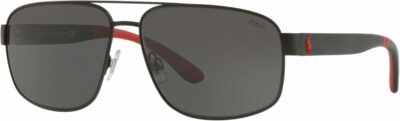 Polo Ralph Lauren- Polo Ralph Lauren Men's Metal Man Aviator Sunglasses, Matte Black, 62 mm