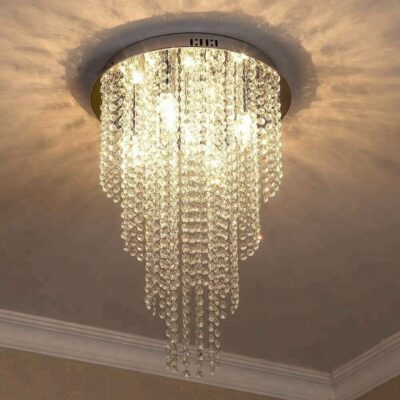 GANE-SHART GA Crystal Glass Chandelier Yellow LED Light Ceiling Decoration