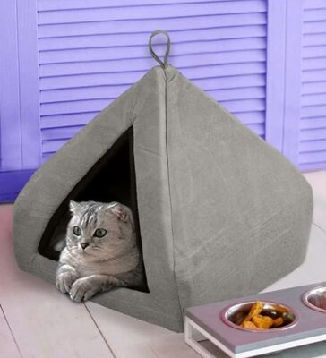 Caresful Premium Soft Velvet Fabric Bed for Cats & Kittens