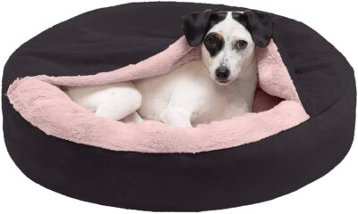 Petslover - Round Snuggery Hooded Fabric Dog Bed