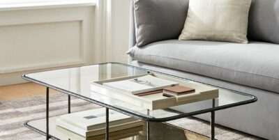 West Elm Marley Foxed Glass Coffee Table